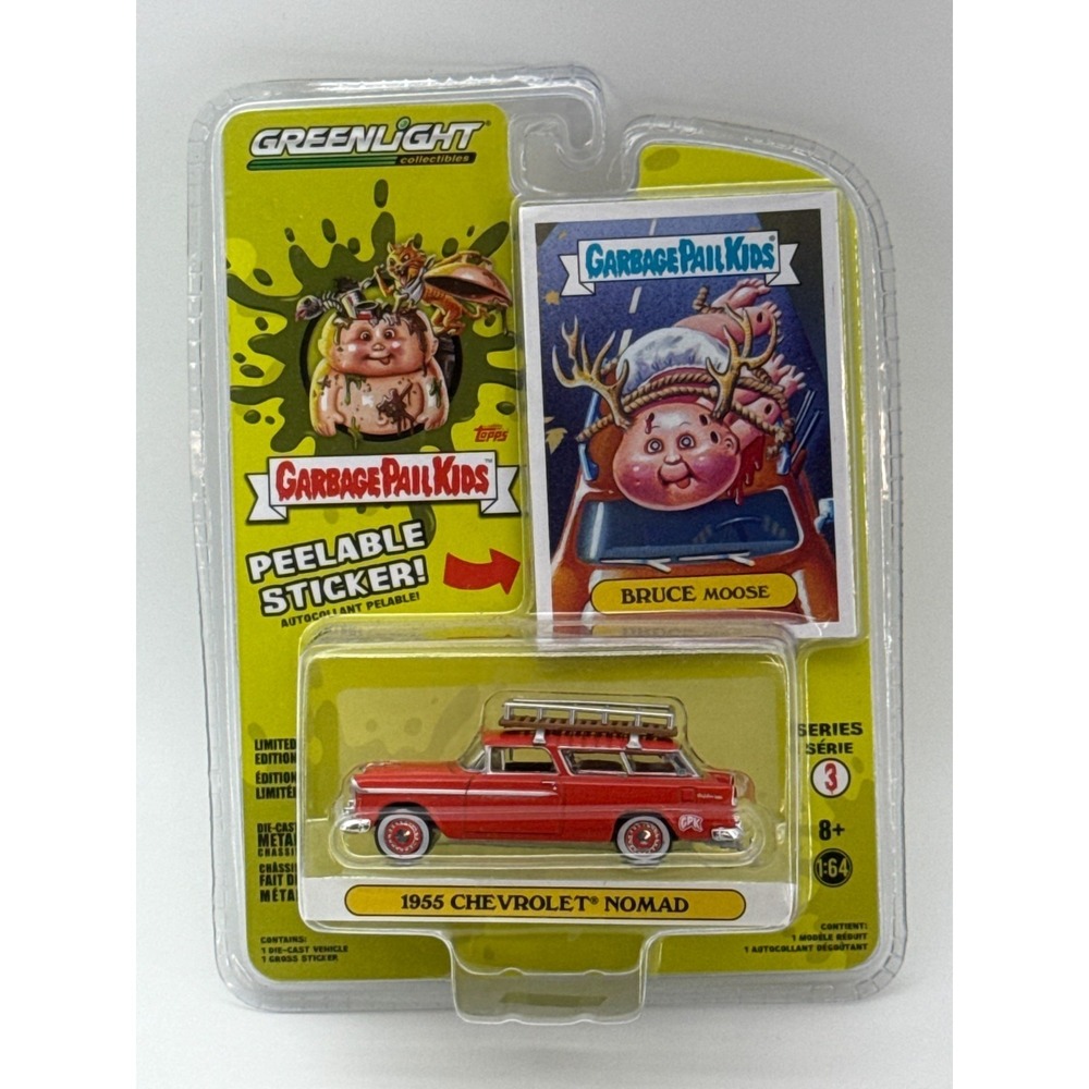 GreenLight Garbage Pail Kids 1955 Chevrolet Nomad Bruce Moose 1:64 Diecast